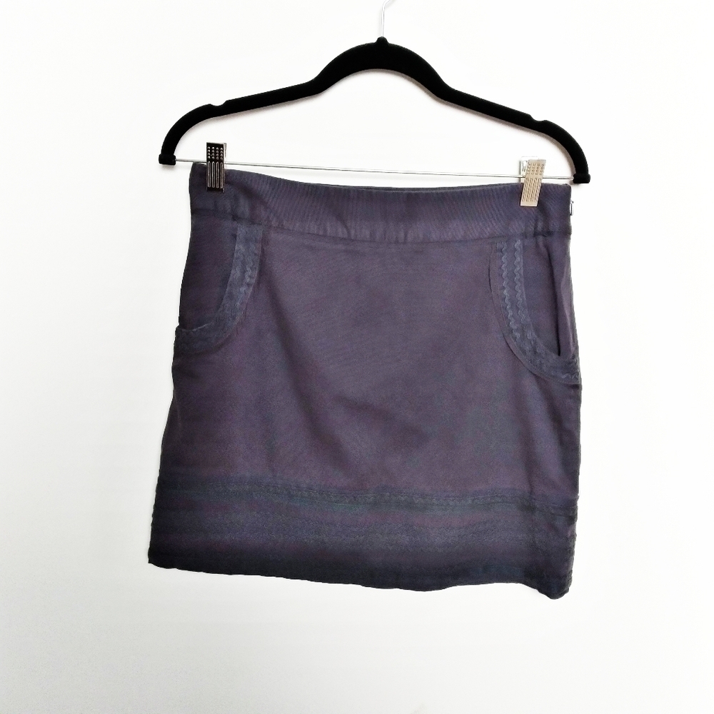 Anthropologie Elevenses Brown Embroidered Pencil Skirt Size 2